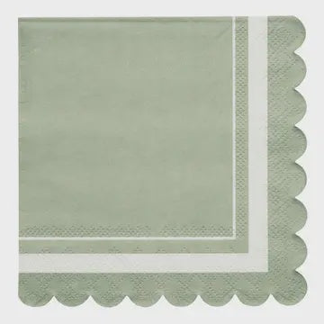 Sage scalloped Cocktail napkins