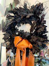 24" black oak wreath w/ ribbon