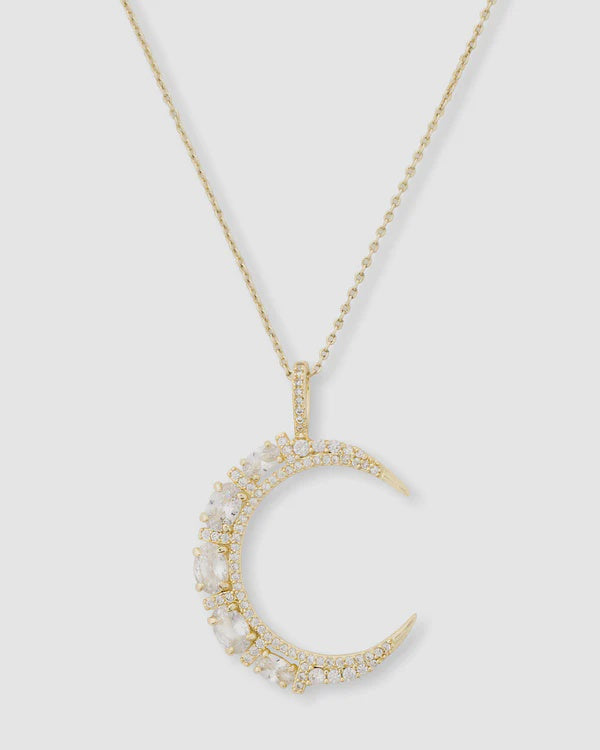 MM Icon Gold/White Moon Necklace