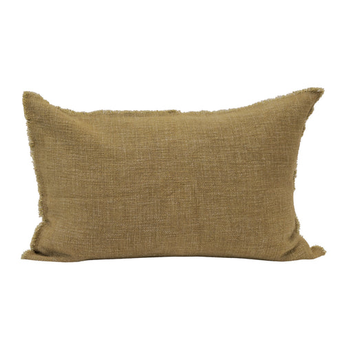 Linen Blend Frayed Pillow